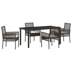 Ensemble de salle à manger pour jardin 5 pcs Marron polyrotin 563356563356
