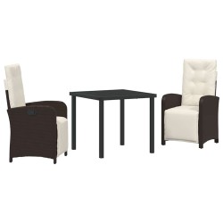 Ensemble de salle à manger pour jardin 3 pcs Marron polyrotin 563357563357