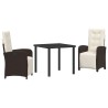 Ensemble de salle à manger pour jardin 3 pcs Marron polyrotin 563357563357