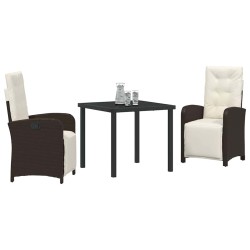 Ensemble de salle à manger pour jardin 3 pcs Marron polyrotin 563357563357