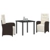 Ensemble de salle à manger pour jardin 3 pcs Marron polyrotin 563357563357