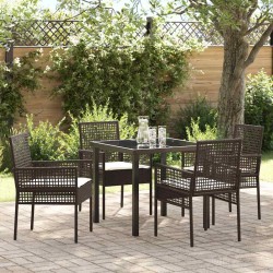 Ensemble de salle à manger pour jardin 5 pcs Marron polyrotin 563358563358