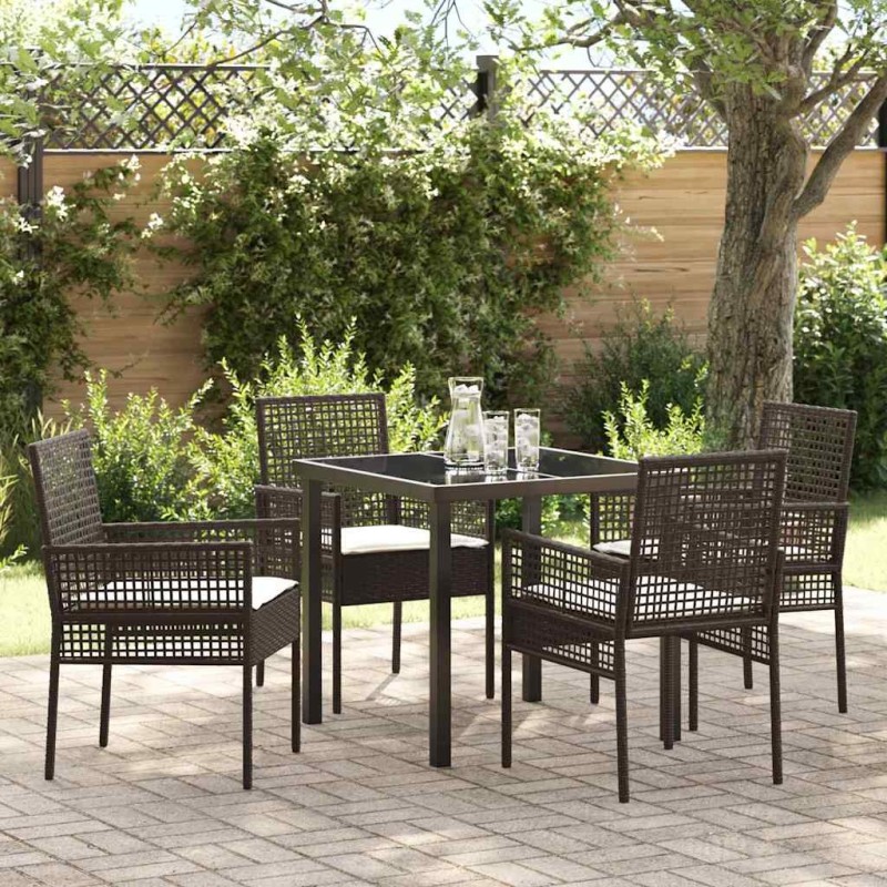 Ensemble de salle à manger pour jardin 5 pcs Marron polyrotin 563358563358