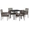 Ensemble de salle à manger pour jardin 5 pcs Marron polyrotin 563358563358