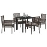 Ensemble de salle à manger pour jardin 5 pcs Marron polyrotin 563358563358