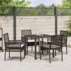 Ensemble de salle à manger pour jardin 5 pcs Marron polyrotin 563358563358