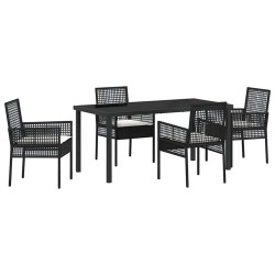 Ensemble de salle à manger pour jardin 5 pcs Noir polyrotin 563360563360