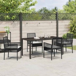 Ensemble de salle à manger pour jardin 5 pcs Noir polyrotin 563360563360