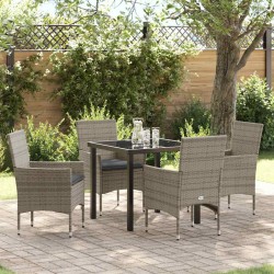 Ensemble de salle à manger pour jardin 5 pcs Gris polyrotin 563361563361