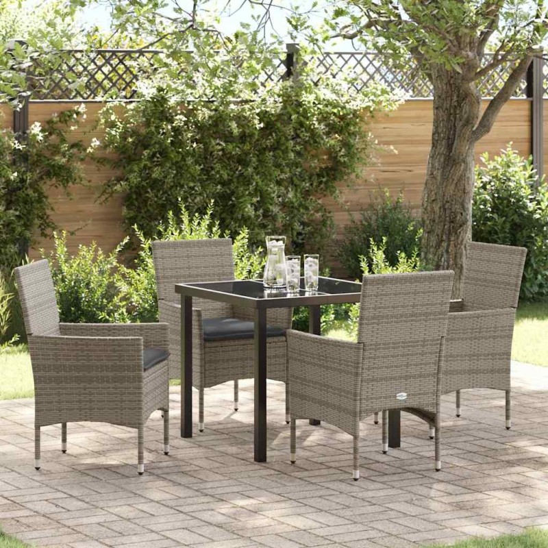 Ensemble de salle à manger pour jardin 5 pcs Gris polyrotin 563361563361