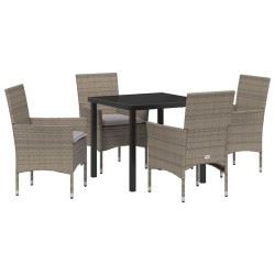 Ensemble de salle à manger pour jardin 5 pcs Gris polyrotin 563361563361