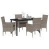 Ensemble de salle à manger pour jardin 5 pcs Gris polyrotin 563362563362