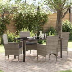 Ensemble de salle à manger pour jardin 5 pcs Gris polyrotin 563363563363