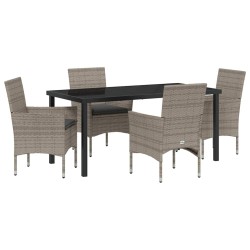 Ensemble de salle à manger pour jardin 5 pcs Gris polyrotin 563363563363
