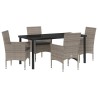 Ensemble de salle à manger pour jardin 5 pcs Gris polyrotin 563363563363