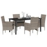 Ensemble de salle à manger pour jardin 5 pcs Gris polyrotin 563363563363