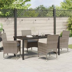 Ensemble de salle à manger pour jardin 5 pcs Gris polyrotin 563363563363
