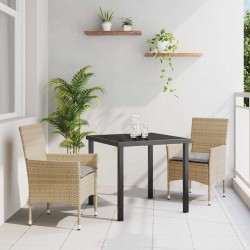 Ensemble de salle à manger pour jardin 3 pcs Beige polyrotin 563364563364