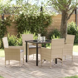 Ensemble de salle à manger pour jardin 5 pcs Beige polyrotin 563365563365