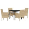 Ensemble de salle à manger pour jardin 5 pcs Beige polyrotin 563365563365