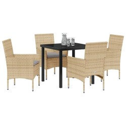 Ensemble de salle à manger pour jardin 5 pcs Beige polyrotin 563365563365