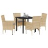 Ensemble de salle à manger pour jardin 5 pcs Beige polyrotin 563365563365