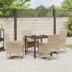 Ensemble de salle à manger pour jardin 5 pcs Beige polyrotin 563365563365