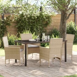 Ensemble de salle à manger pour jardin 5 pcs Beige polyrotin 563366563366