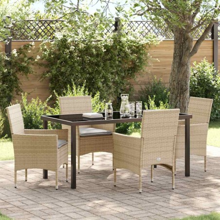 Ensemble de salle à manger pour jardin 5 pcs Beige polyrotin 563366563366