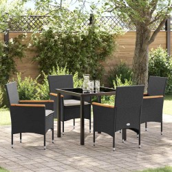 Ensemble de salle à manger pour jardin 5 pcs Noir polyrotin 563367563367