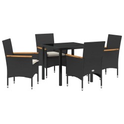 Ensemble de salle à manger pour jardin 5 pcs Noir polyrotin 563367563367