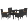 Ensemble de salle à manger pour jardin 5 pcs Noir polyrotin 563367563367