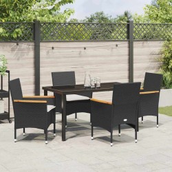 Ensemble de salle à manger pour jardin 5 pcs Noir polyrotin 563367563367