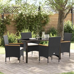 Ensemble de salle à manger pour jardin 5 pcs Noir polyrotin 563368563368
