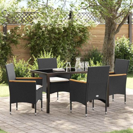 Ensemble de salle à manger pour jardin 5 pcs Noir polyrotin 563368563368