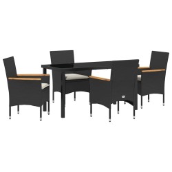 Ensemble de salle à manger pour jardin 5 pcs Noir polyrotin 563368563368