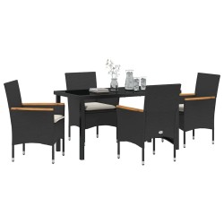 Ensemble de salle à manger pour jardin 5 pcs Noir polyrotin 563368563368