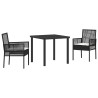 Ensemble de salle à manger pour jardin 3 pcs Noir polyrotin 563369563369