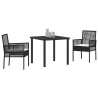 Ensemble de salle à manger pour jardin 3 pcs Noir polyrotin 563369563369