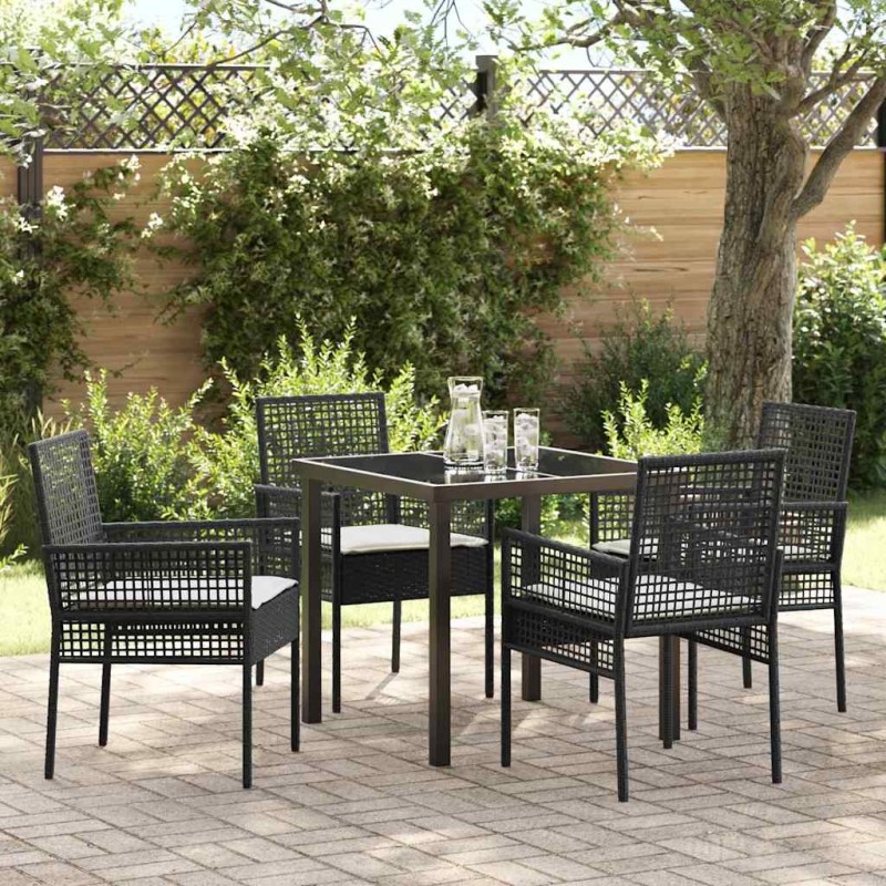 Ensemble de salle à manger pour jardin 5 pcs Noir polyrotin 563370563370
