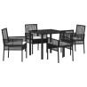 Ensemble de salle à manger pour jardin 5 pcs Noir polyrotin 563370563370