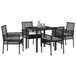 Ensemble de salle à manger pour jardin 5 pcs Noir polyrotin 563370563370