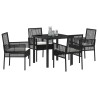 Ensemble de salle à manger pour jardin 5 pcs Noir polyrotin 563370563370