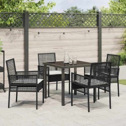 Ensemble de salle à manger pour jardin 5 pcs Noir polyrotin 563370563370