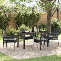 Ensemble de salle à manger pour jardin 5 pcs Noir polyrotin 563371563371