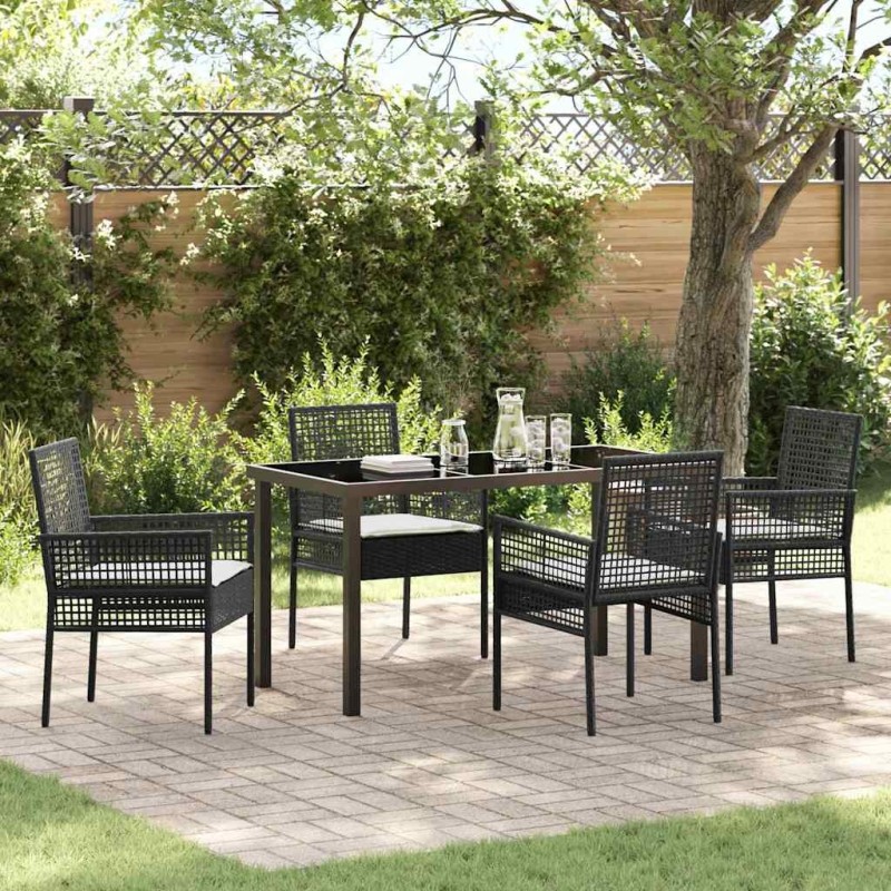 Ensemble de salle à manger pour jardin 5 pcs Noir polyrotin 563371563371