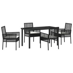 Ensemble de salle à manger pour jardin 5 pcs Noir polyrotin 563371563371