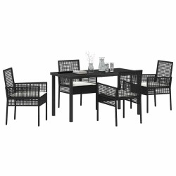 Ensemble de salle à manger pour jardin 5 pcs Noir polyrotin 563371563371