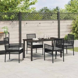 Ensemble de salle à manger pour jardin 5 pcs Noir polyrotin 563371563371