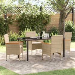 Ensemble de salle à manger pour jardin 5 pcs Beige polyrotin 563372563372